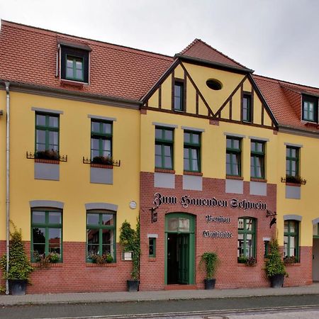 Gasthaus und Pension Zum Hauenden Schwein Wörlitz Exterior foto